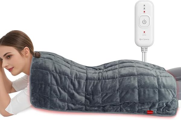 Comfytemp Far Infrared Weighted Heating Pad for Back & Cramps. FSA HSA Eligible 17×33 XXXL Large Electric Heat Pad. Heated Pad for Neck/Shoulder/Leg Deeper Muscle & Pain Relief. Gifts for Women Men